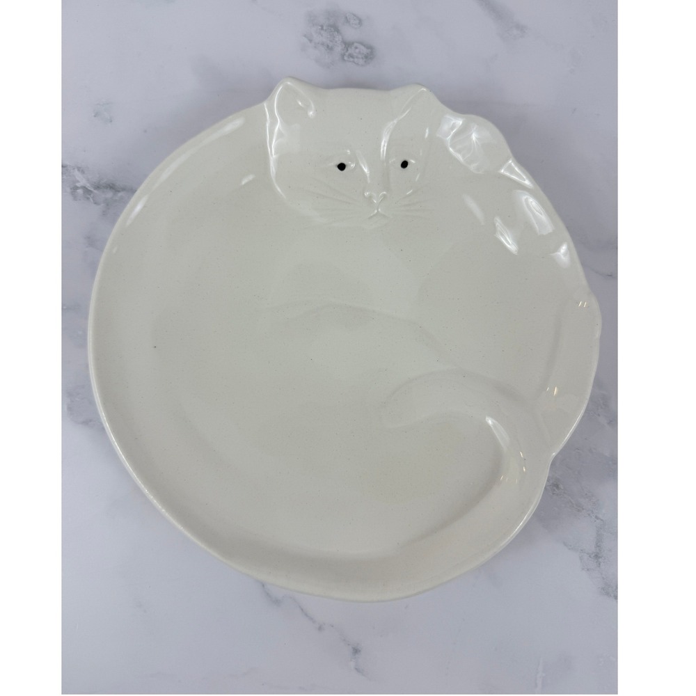 Vintage 1987 CAT PLATE Flat Earth Pottery 8" Wide Signed EUC!